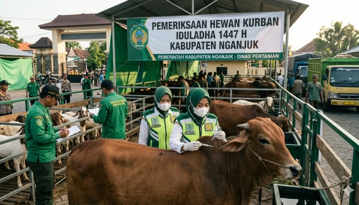 Nganjuk Pastikan Ribuan Hewan Kurban Bebas Penyakit, Tim AMPM Lakukan Monitoring Intensif
